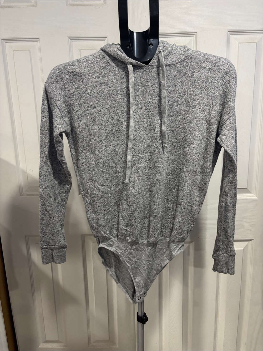 American Eagle Outfitters Heather Gray Hooded Knit Bodysuit